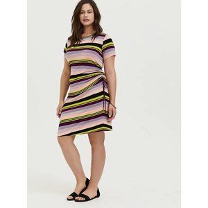 Torrid multi stripe jersey drawstring side t-shirt dress